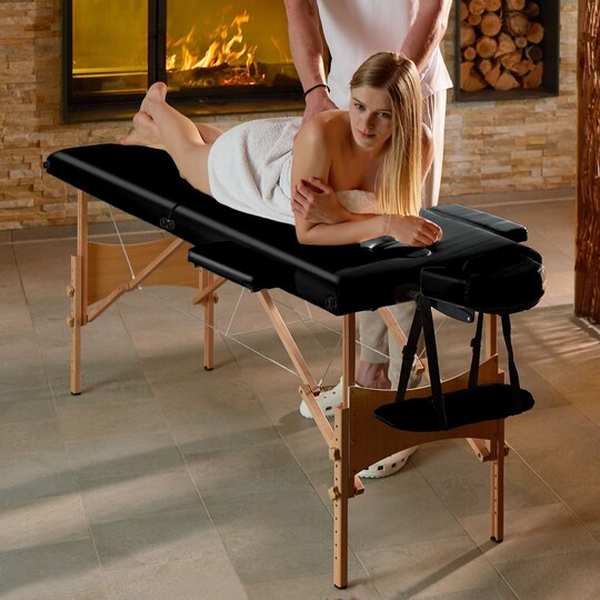 Massagebriks med 2 zoner, 7,5cm polstring + ruller - sort