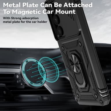 SKALO Samsung S24 Armor Hybrid Metal Ring Camera Slider - Sort