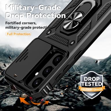 SKALO Samsung S24 Armor Hybrid Metal Ring Camera Slider - Sort