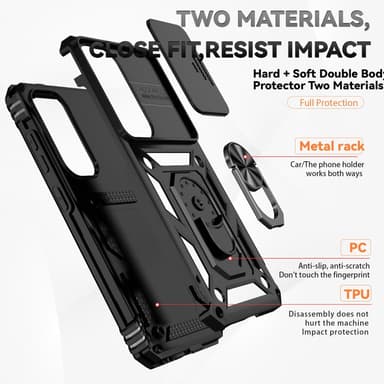 SKALO Samsung S24 Armor Hybrid Metal Ring Camera Slider - Sort