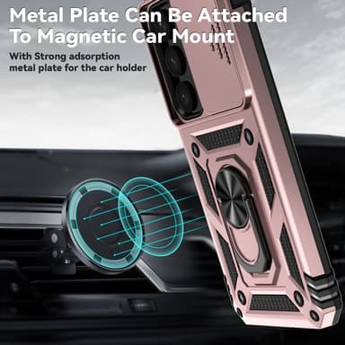 SKALO Samsung S24 Armor Hybrid Metal Ring Camera Slider - Rosa guld
