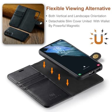 DG MING Samsung S24+ 2-i-1 Magnet Pungetui - Sort