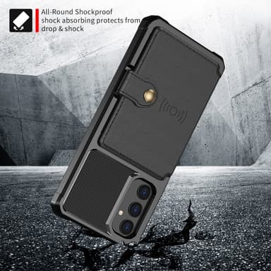 SKALO Samsung A05s 4G Stødsikker cover med pung - Sort
