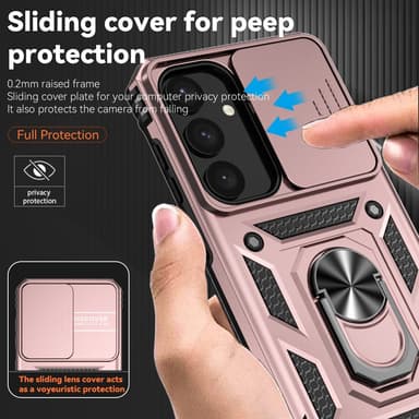 SKALO Samsung S24 Armor Hybrid Metal Ring Camera Slider - Rosa guld