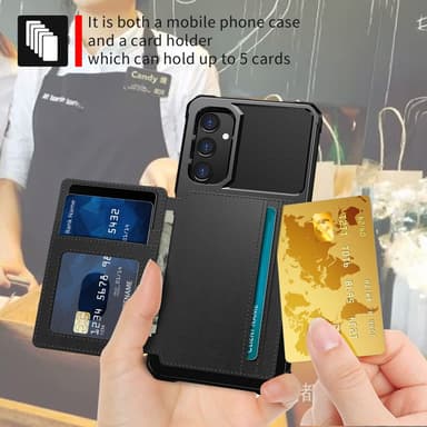 SKALO Samsung A05s 4G Stødsikker cover med pung - Sort