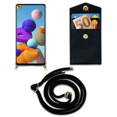 Samsung Galaxy A21s Etui Cover Kæde (Sort)