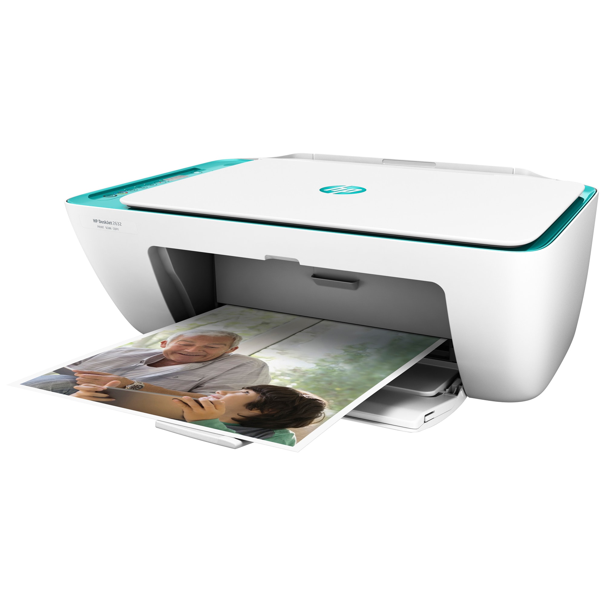 DeskJet 2632 AIO printer (white/teal) | Elgiganten