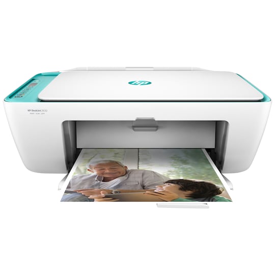 HP DeskJet 2632 AIO color inkjet printer (white/teal)