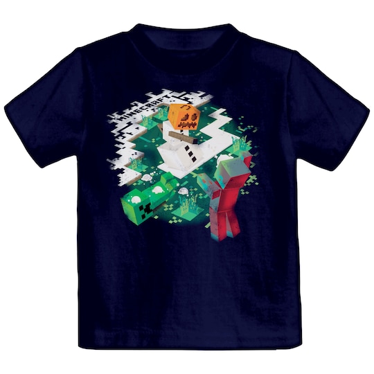 Børne t-shirt Minecraft - Snowball Fight sort (5-6 år)