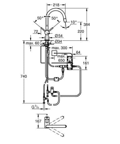 Grohe Minta Touch C-tud 31358001, udtrækbar slange
