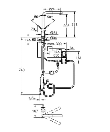 Grohe Minta Touch L-tud 31360001, udtrækbar slange