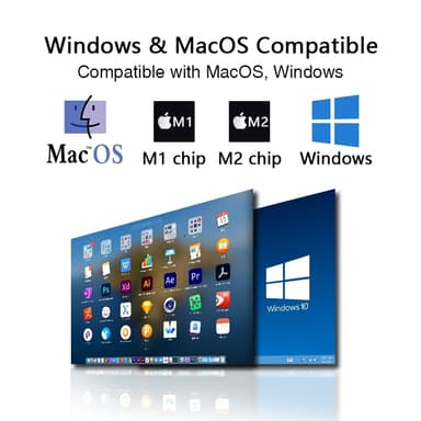 NÖRDIC Dual Portable 13,3"" skærme med teleskopstativ til bærbar 13""-17"", FHD 1080P, Mac/Windows, USB-C og USB-A-forbindelse