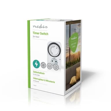 Timer | Analogue | Indendørs | 230 V AC | Strømkabel side B: Stikprop med sidebens jord / Type F (CEE 7/7) | 3500 W | Skiftecyklus: 15 min | IP20
