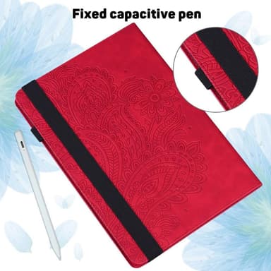 Til iPad 10.9 (2022) Tabletetui Cover Blomsterprægning - Rød