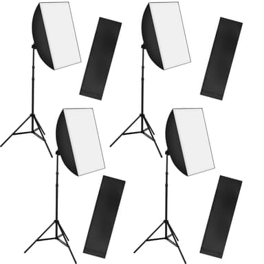 køb 4x Studielys med softbox, stativ og transporttaske