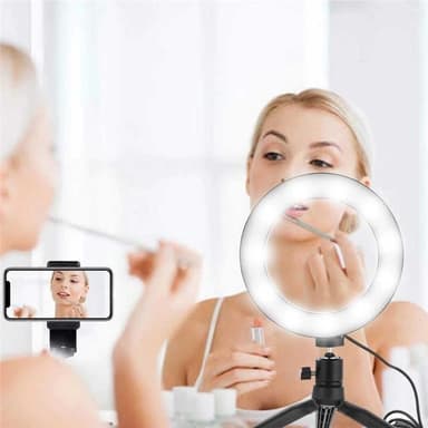 Selfielampa / Ring light, 26 cm med stativ och mobilhållare