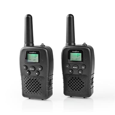 Nedis Walkie-talkie Set | 2 Håndsæt | Op til 10 km | Frekvens kanaler: 8 | PTT / VOX | Op til 3 Timer | Sort