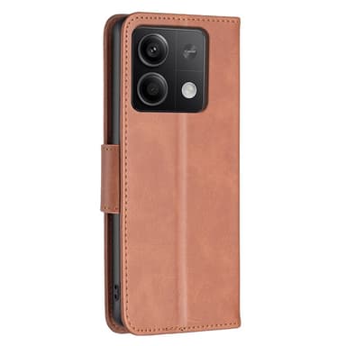 SKALO Xiaomi Redmi Note 13 4G Flip Cover m. pung i PU-læder - Brun