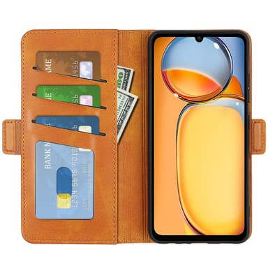 SKALO Xiaomi Redmi 13C 4G Premium Wallet Flip Cover - Lys brun