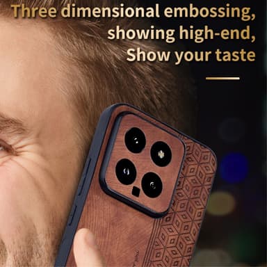 SKALO Xiaomi 14 5G AZNS PU læder Cover - Brun