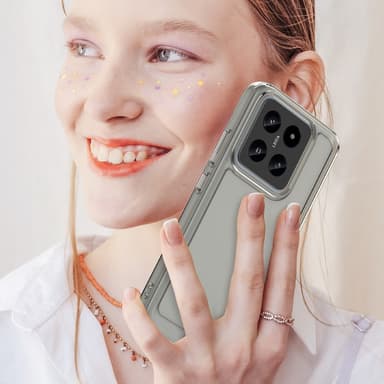 SKALO Xiaomi 14 5G Transparent TPU Metal Buttons Cover - Grå