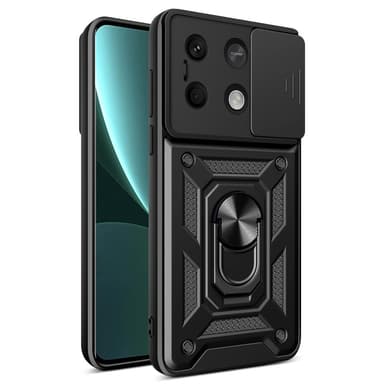 SKALO Xiaomi Redmi Note 13 5G Armor Kortholder Kamera skyder Cover - Sort