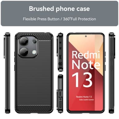 SKALO Xiaomi Redmi Note 13 4G Armor Carbon Stødsikker TPU-cover - Sort