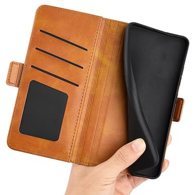 SKALO Xiaomi Redmi 13C 4G Premium Wallet Flip Cover - Lys brun