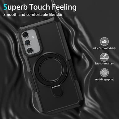 SKALO Samsung A15 4G Armor Hybrid metal ring cover - Sort
