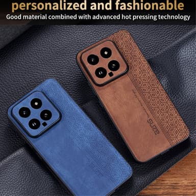 SKALO Xiaomi 14 5G AZNS PU læder Cover - Brun