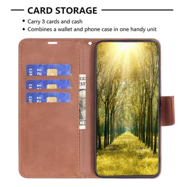 SKALO Xiaomi Redmi Note 13 4G Flip Cover m. pung i PU-læder - Brun