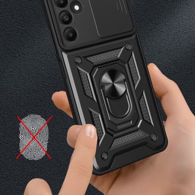 SKALO Samsung A15 5G Armor Hybrid Metal Ring Camera Slider - Rød
