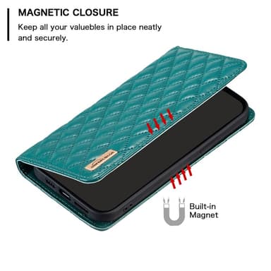 SKALO Samsung A15 4G BINFEN COLOR Big Wallet Quilted Flip Cover - Grøn