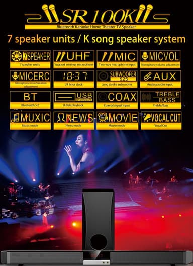SR100 Plus Bluetooth Soundbar TV-højttaler Trådløs subwoofer med fjernbetjening