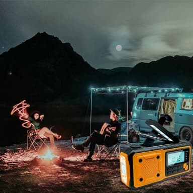 Nød håndsving Solar Radio Lommelygte LED SOS Power Bank AUX