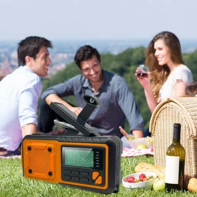Nød håndsving Solar Radio Lommelygte LED SOS Power Bank AUX