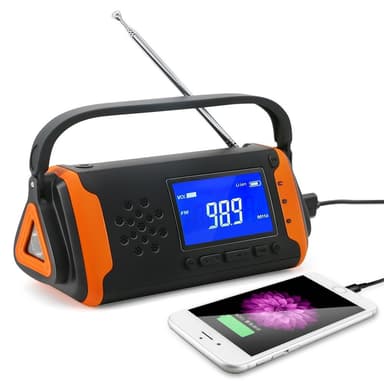 4000mAh nødradio AM/FM/WB Lommelygte PowerBank Solar oplader LCD