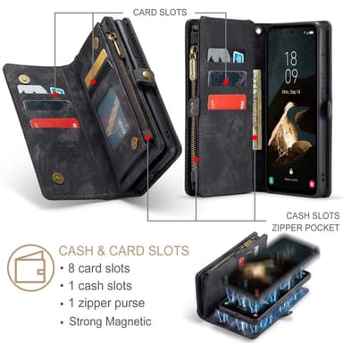 CASEME til Samsung Galaxy A55 5G 2-i-1 tegnebog taske - Sort