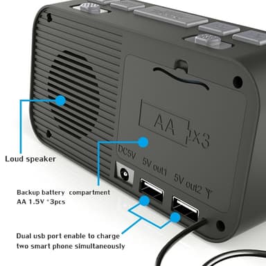 Bedside LED skærm Digitalt vækkeur FM / DAB radio