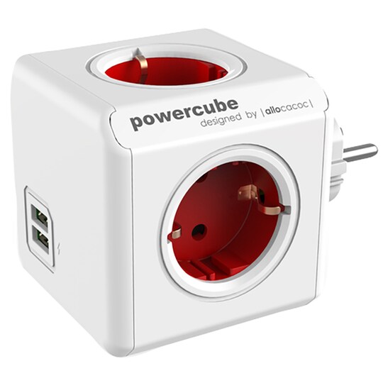 PowerCube Original USB & stikdåse (rød)