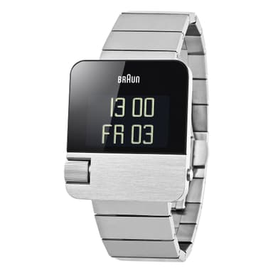 Braun prestige digital ur med rustfrit stål armbånd