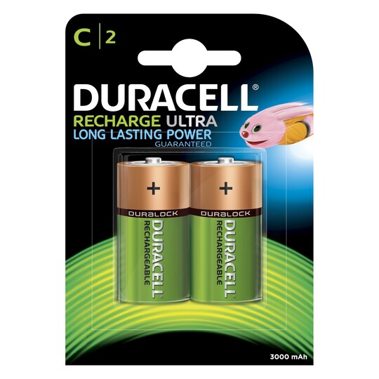 Duracell Recharge Plus C 3000mAh batterier - 2 stk
