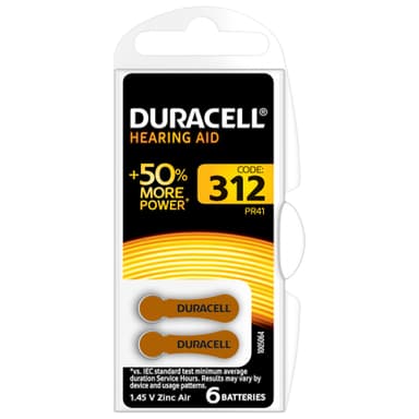 Duracell batteri til høreapparat DA312 (6 stk)