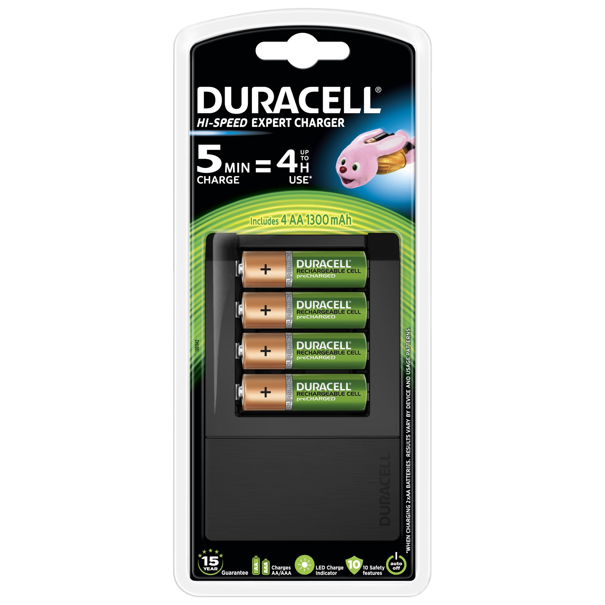 Duracell AA/AAA oplader + 4 x genopladelige batterier thumbnail