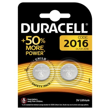 Duracell batteri CR2016 - 2 stk