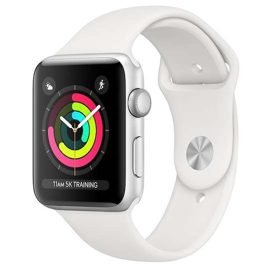 Apple Watch Series 3 42 mm (sølv alu/hvid sportsrem)
