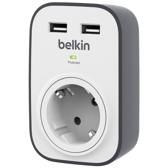 Belkin SurgeCube overspændingsbeskytter med 2 x USB opladning