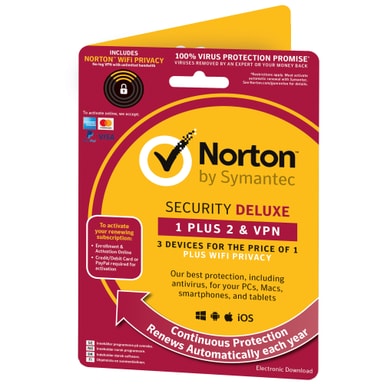 Norton Security Deluxe 1+2 antivirus med VPN | Elgiganten