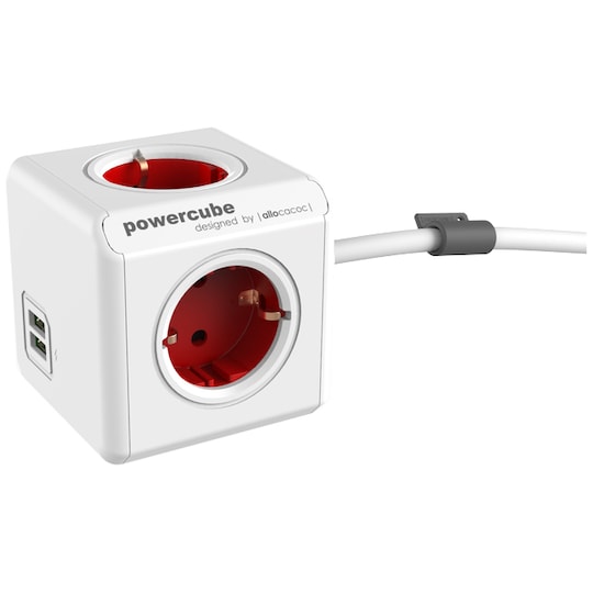 PowerCube Extended USB stikdåse 1402RDDEEUPC (rød)