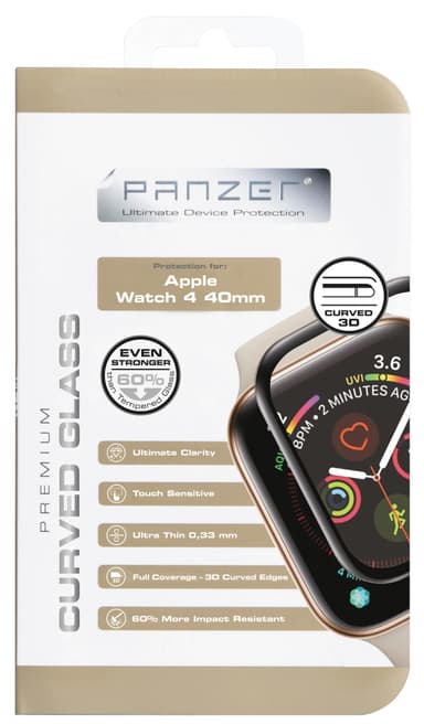 Panzer Curved Silicate skærmbeskytter Back Apple Watch 4 40mm (sort)